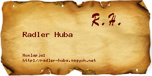 Radler Huba névjegykártya